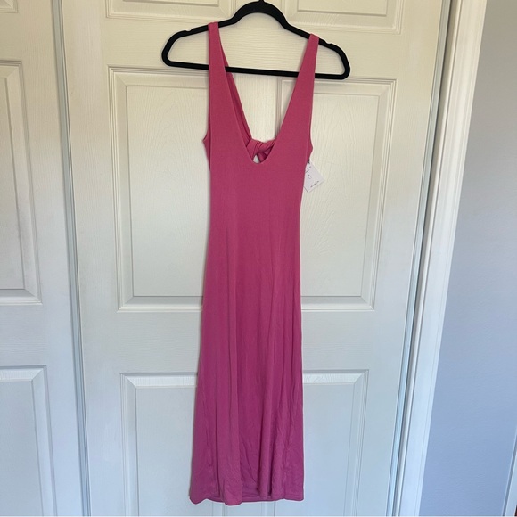 NEW Skatie Amelia Ribbed Twist Cutout Midi Tank Dress Pink Size Large NWT - Picture 10 of 12